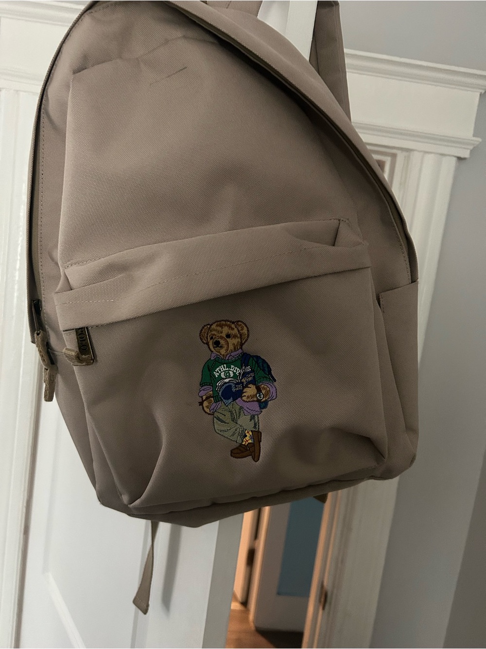 Polo by Ralph Lauren Beige Backpack with Embroidered Polo Bear